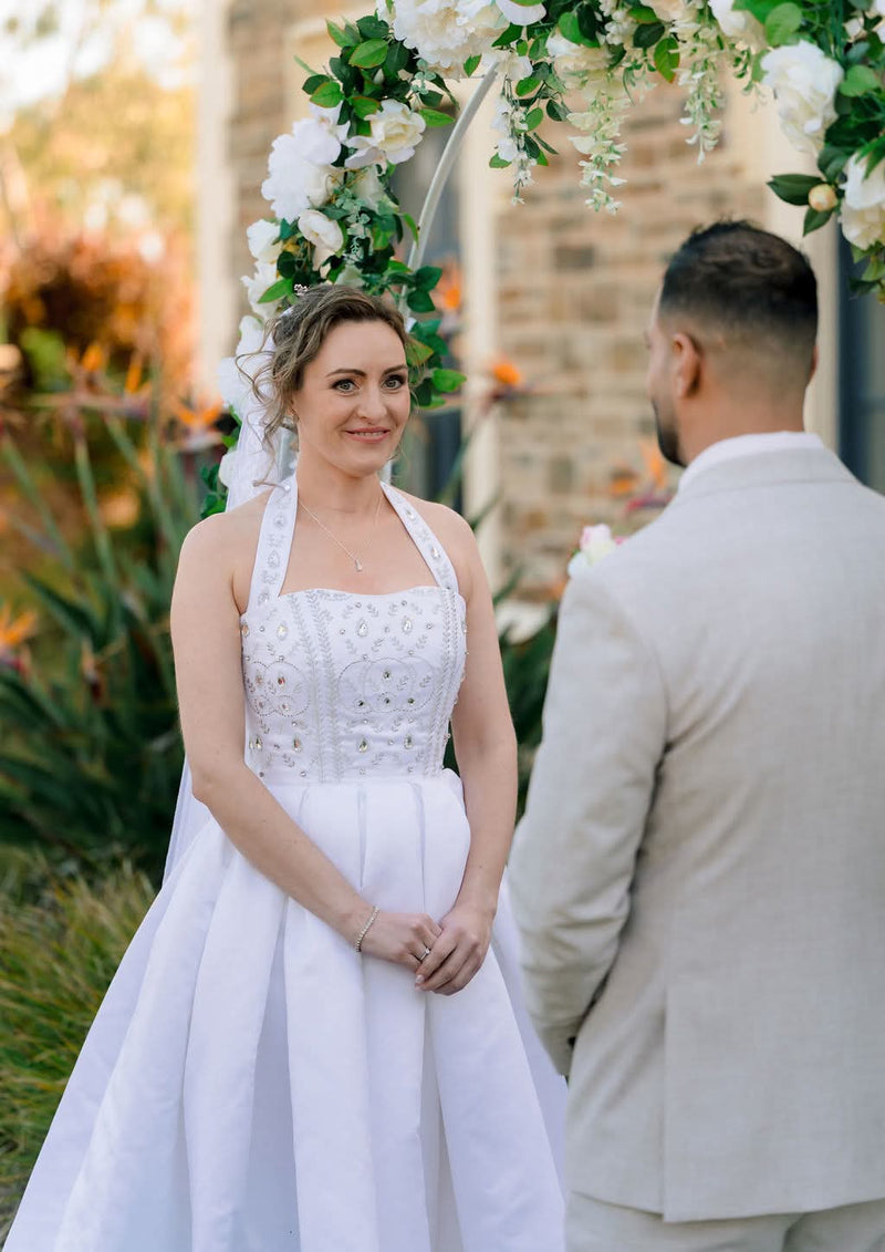 Bride with elegant updo at the ceremony